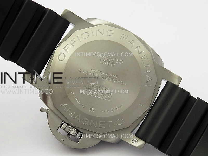PAM1389 Titanium Submersible Black Ceramic Bezel VSF 1:1 Best Edition Black Dial On Black Rubber Strap P.9010 Clone